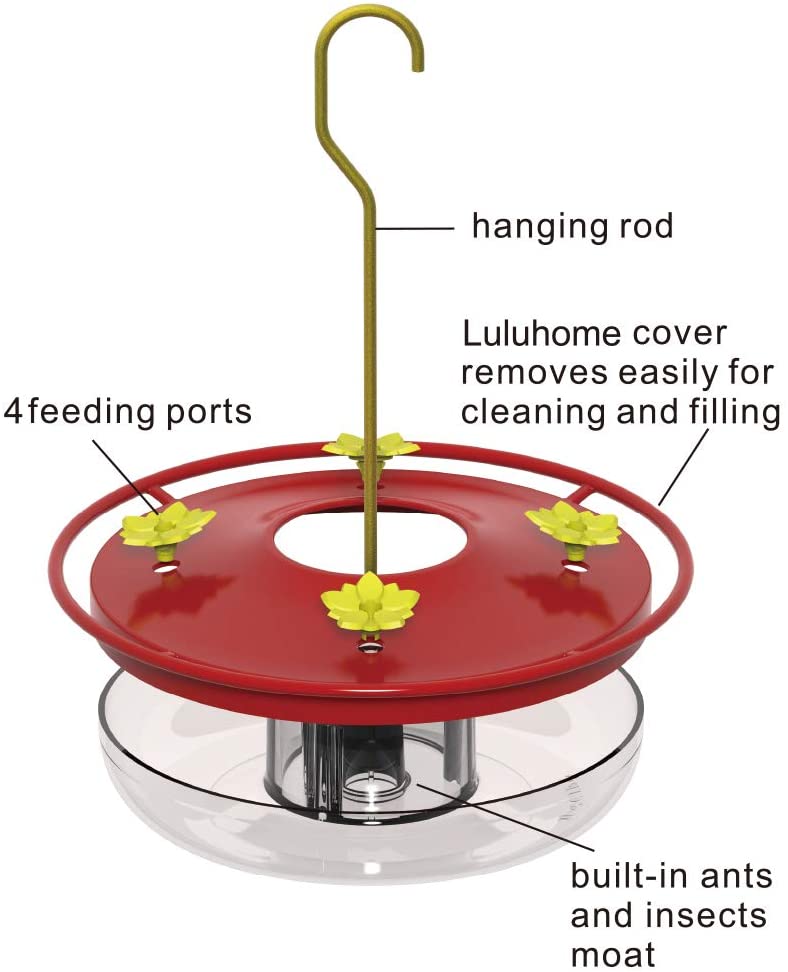 Hummingbird Feeder, 12 Ounce Bird Flower Feeders with 4 Feeding Stations for Outside